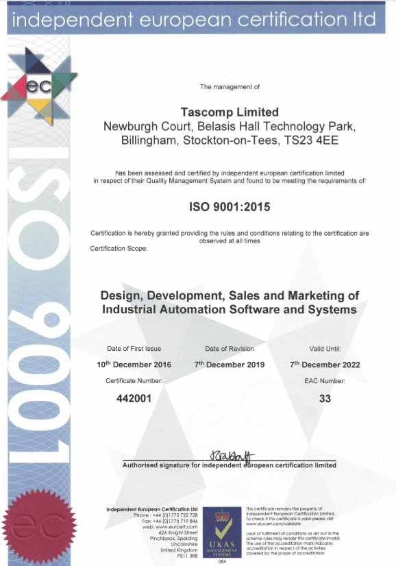 ISO9001 2015 Tascomp